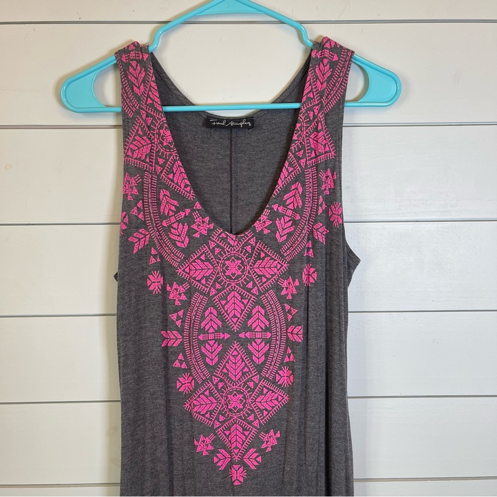 French atmosphere gray and pink‎ maxi dress women’s size large